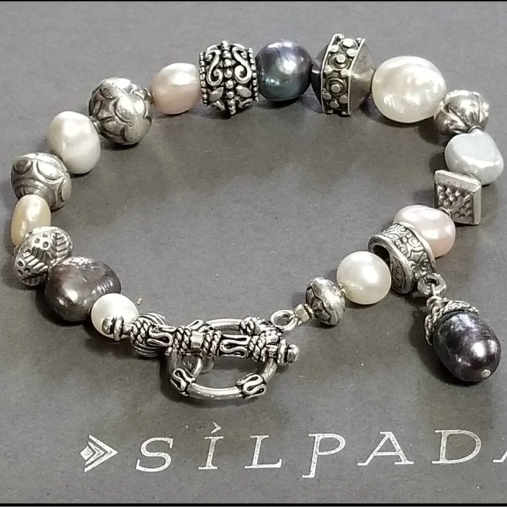 🦋SOLD 🦋 Silpada Gray and Pink Freshwater Pearl Sterling Silver Bracelet B0986 - Picture 12 of 16